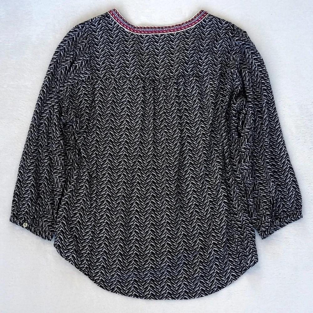 Daniel Rainn Women’s Rayon Bohemian Tribal Print 3/4 Sleeve V Neck Blouse M - Picture 7 of 16